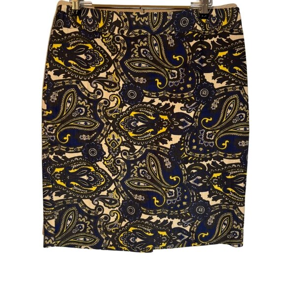 Ann Taylor Paisley Pencil Skirt Size 12  100% Cotton Shell & Polyester Lining - Picture 3 of 12